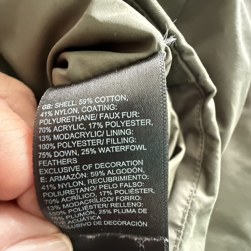 The North Face Arctic Parka Sz S Olive 550 Fill Down Dryvent Hood Missing Fur - Picture 11 of 11